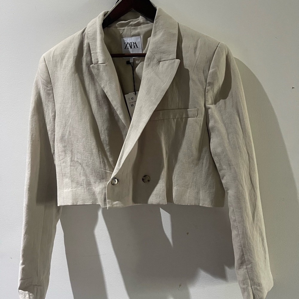 NWT Zara Women's Beige Cropped Blazer